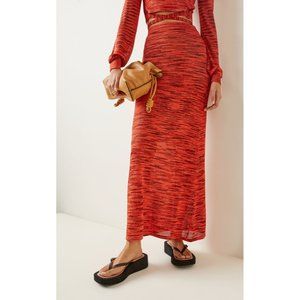 Alexis Womens Monse Space Dyed Knit Maxi Skirt Red Stretch Longline size XL